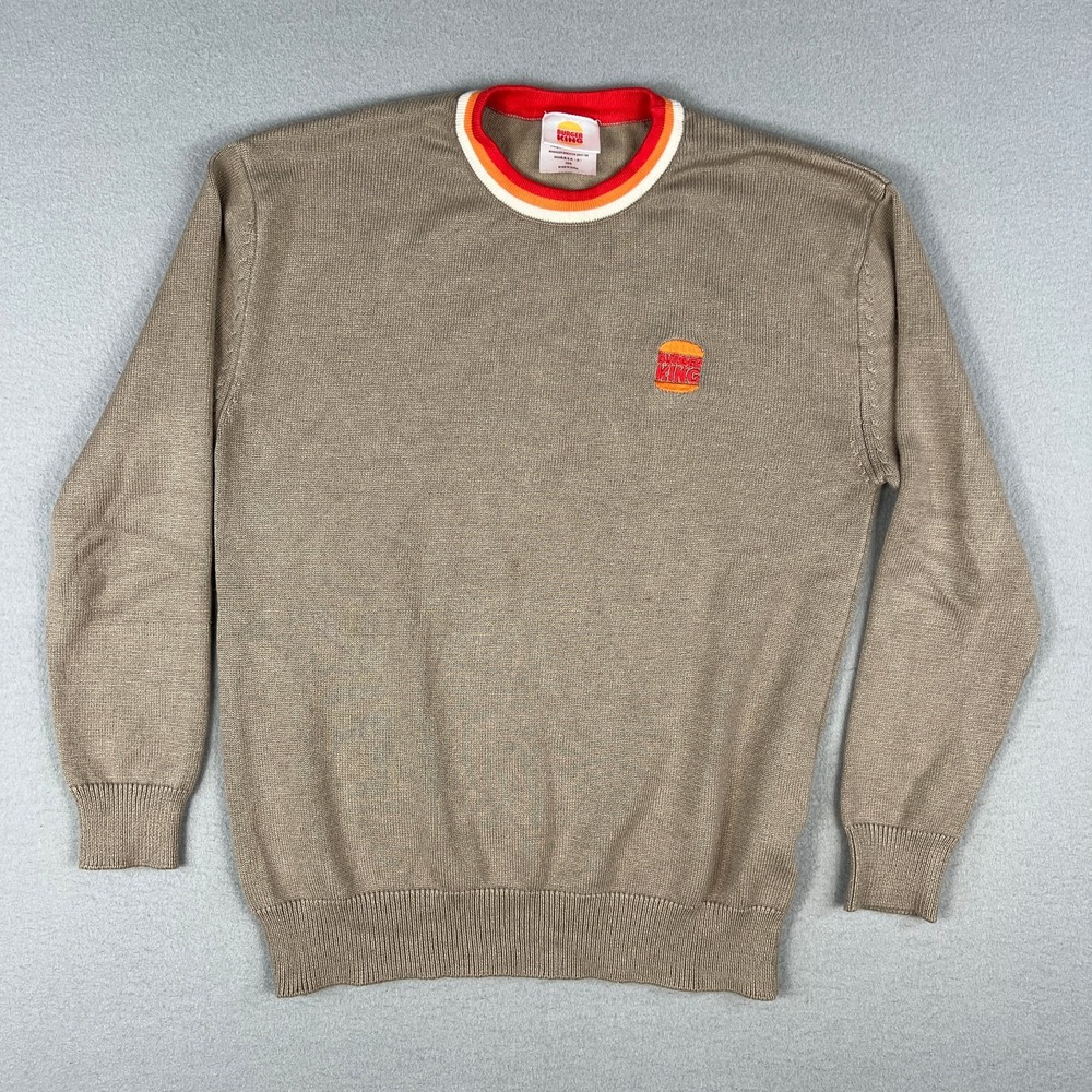 Burger King Manager Sweater Adult Small Tight Knit Fast Food Embroidered Work‎